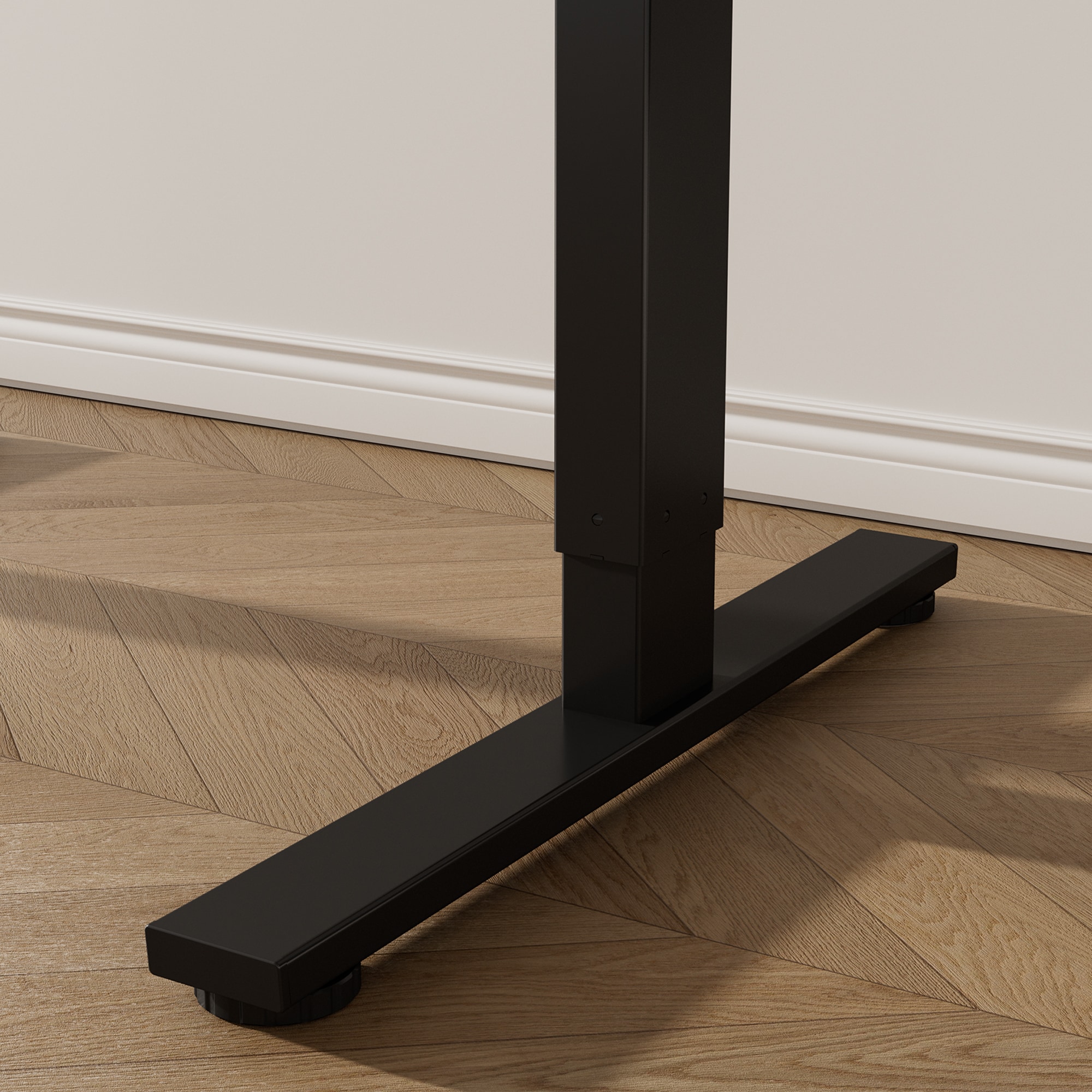 Electric Standing Desk Whole Piece Adjustable Height Desk Home Office Computer Workstation Sit Stand Up Desk (Black Frame + Black Top)_voghion.com